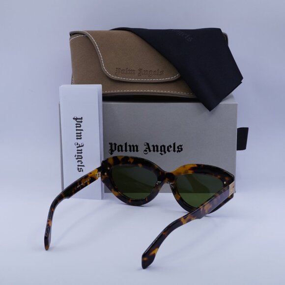 Palm Angels PERI10F MIRACLE 6055 Sunglasses Havana Cat Eye Frame, Green Lenses - Picture 10 of 11